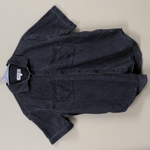 Madewell Lightweight Black Denim Short Sleeve Button Up Shirt Small - Picture 2 of 6